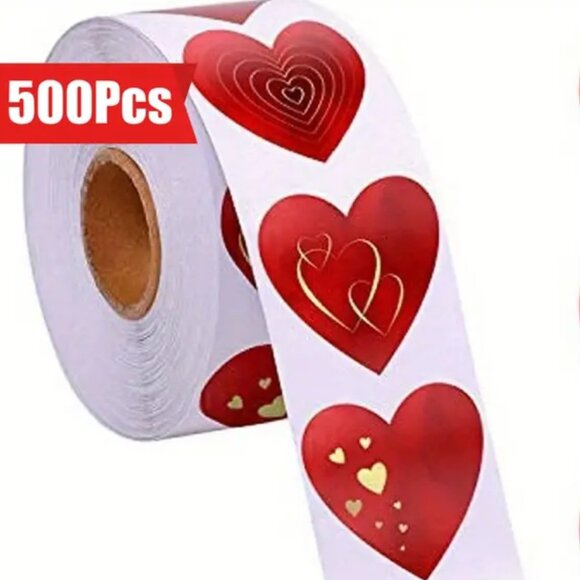 🌺 🌺 🌺 500 Red Heart Stickers - Picture 1 of 1